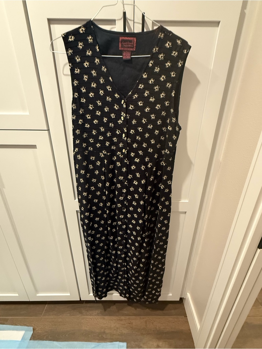 April Cornell Black Maxi Dress with Cream Floral Print